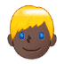 👱🏿 person: dark skin tone, blond hair display on Samsung